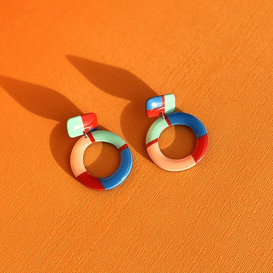 Retro Round Drop Earrings - Handmade by Ollimay and Co