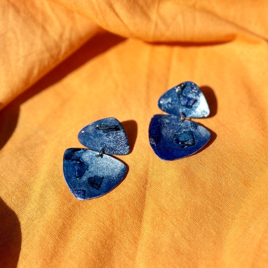 Faux Ceramic Blue Ocean Earrings 