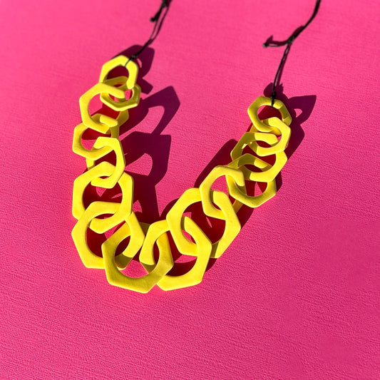 Yellow vibrant bright colour necklace handmade in Brisbane 