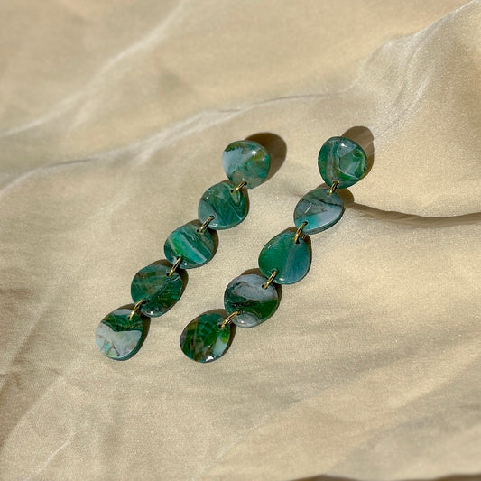 Green Faux Stone Pebble Earrings