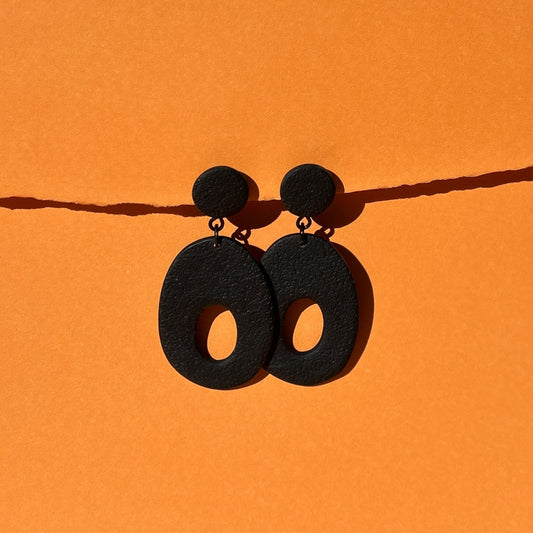 Black Block Earrings handmade by Ollimay and Co Brisbane