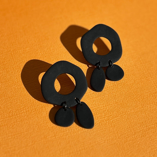 Black Organic Boho Earrings by Ollimay and Co Brisbane Australia