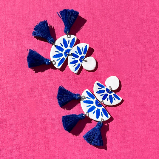 Danza Blue and White Drop Earrings