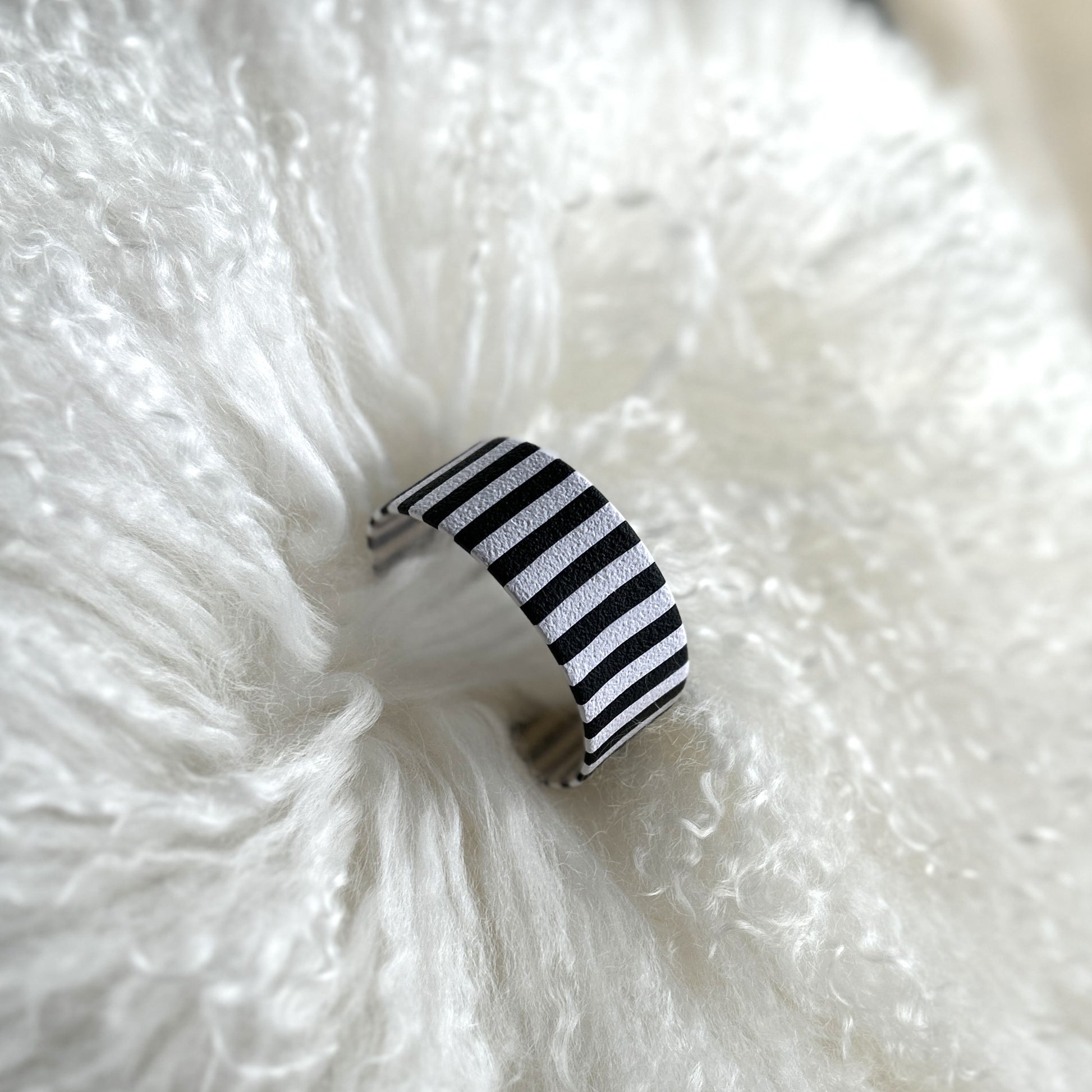Black and White Cuff Bangle Bracelet Handmade by Ollimay and Co