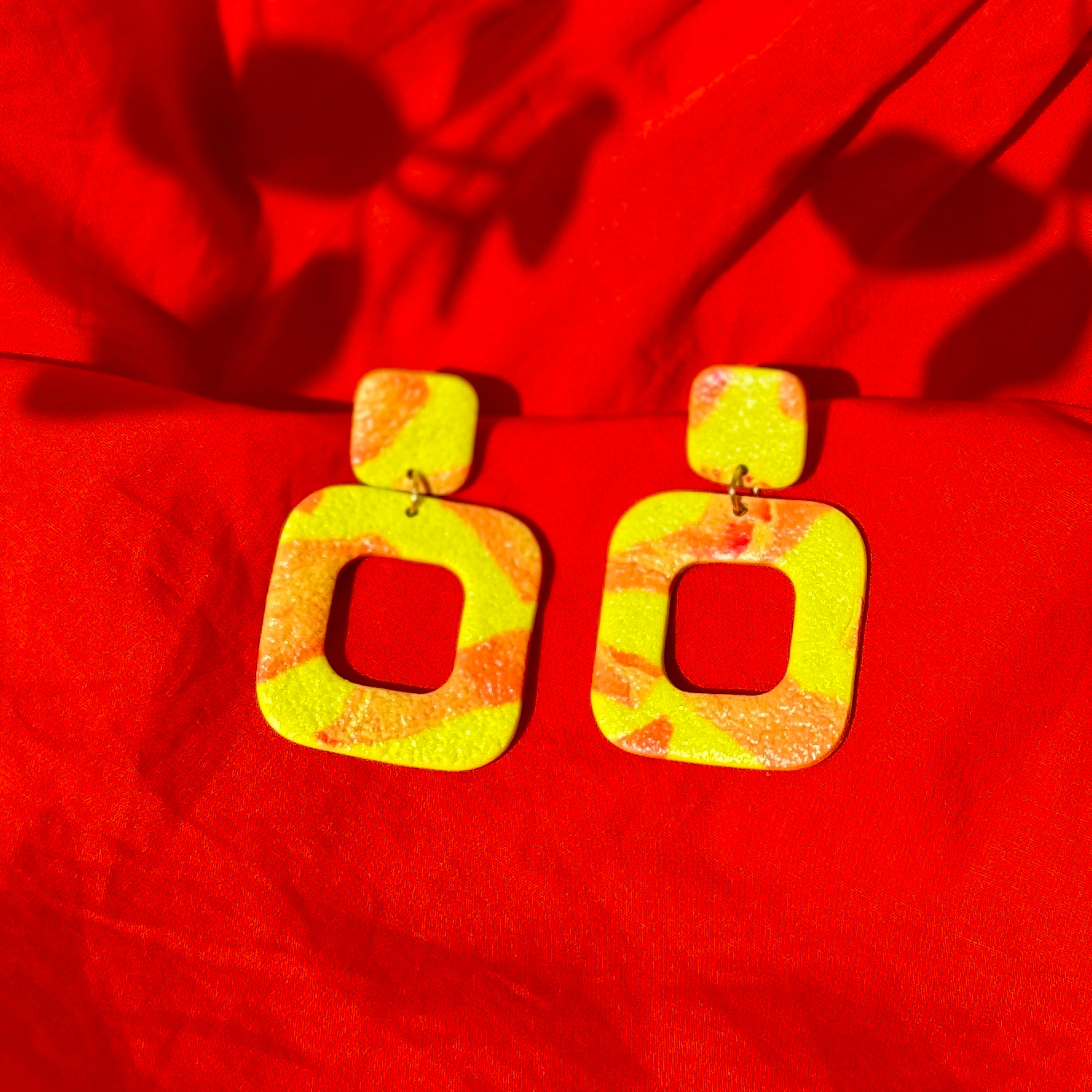 Citrus Burst Square Dangle Earrings