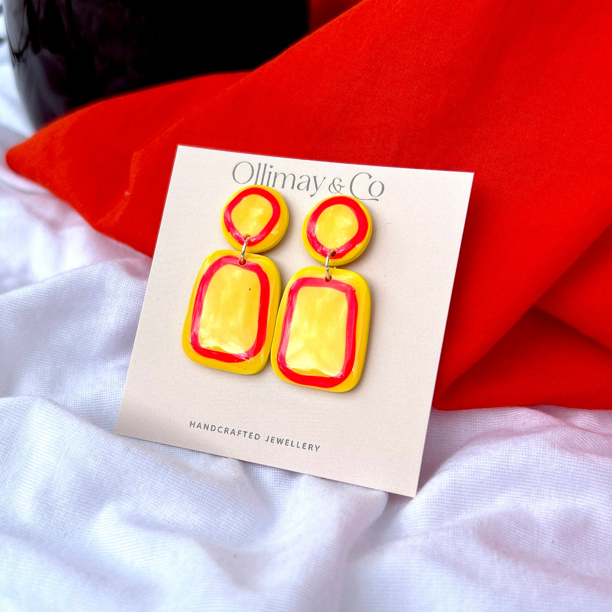 Retro Yellow Earrings Handmade by Ollimay and Co