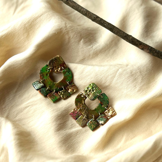 Willow Green and Gold Earrings