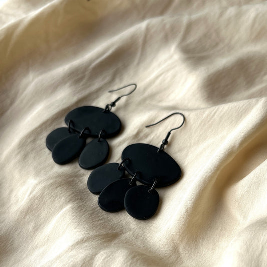Black Pebble Dangle Earrings - Ollimay and Co. 
