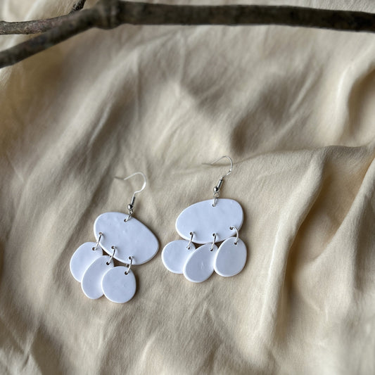 Plaine White Block Pebble Earrings - Ollimay and co