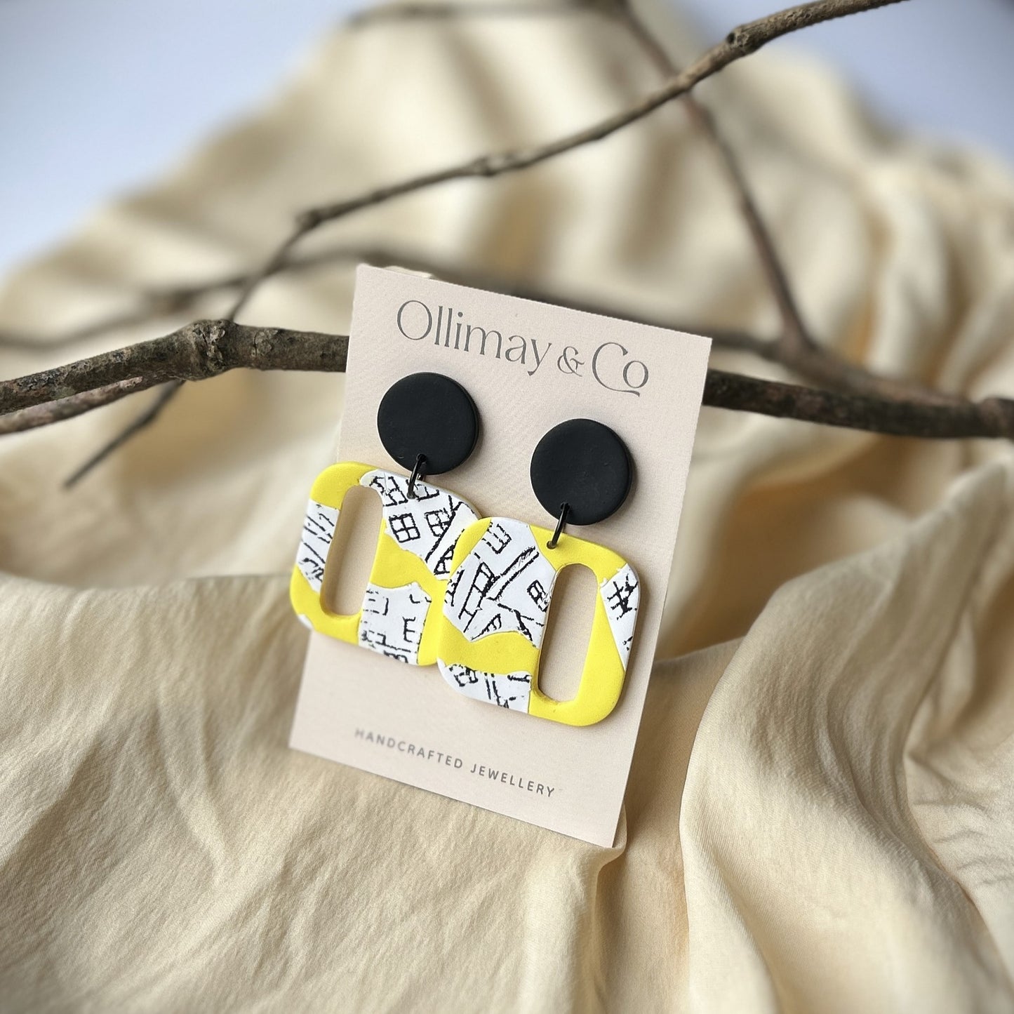 Yellow Hamlet Drop Earrings