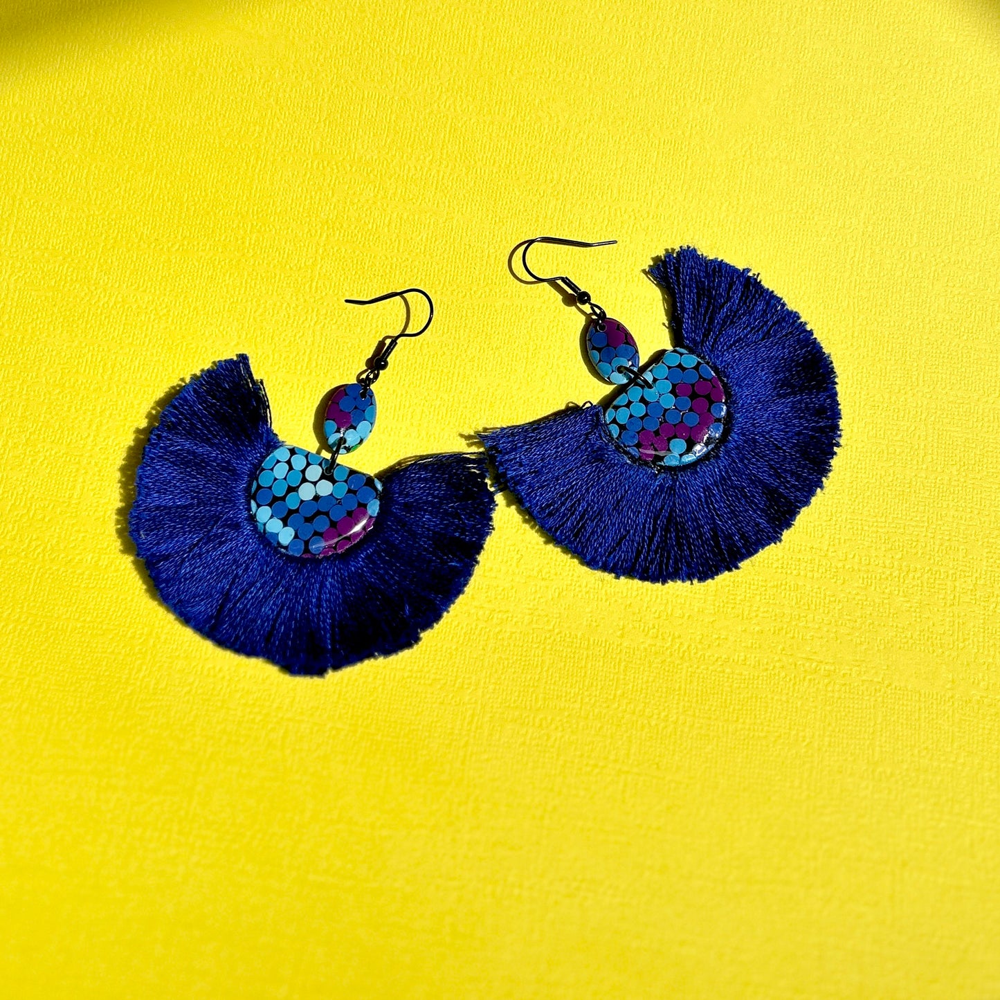 Blue Peacock Statement Dangle Earrings