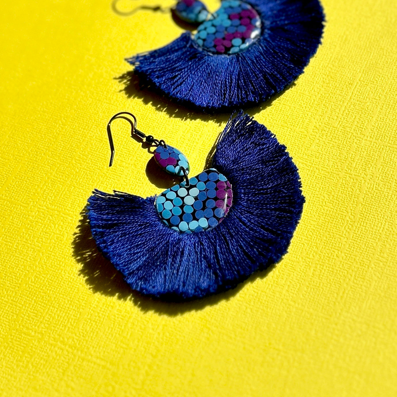 Blue Peacock Statement Dangle Earrings